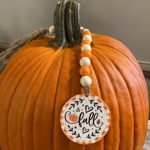 Wood bead fall Garland with jute tassel new